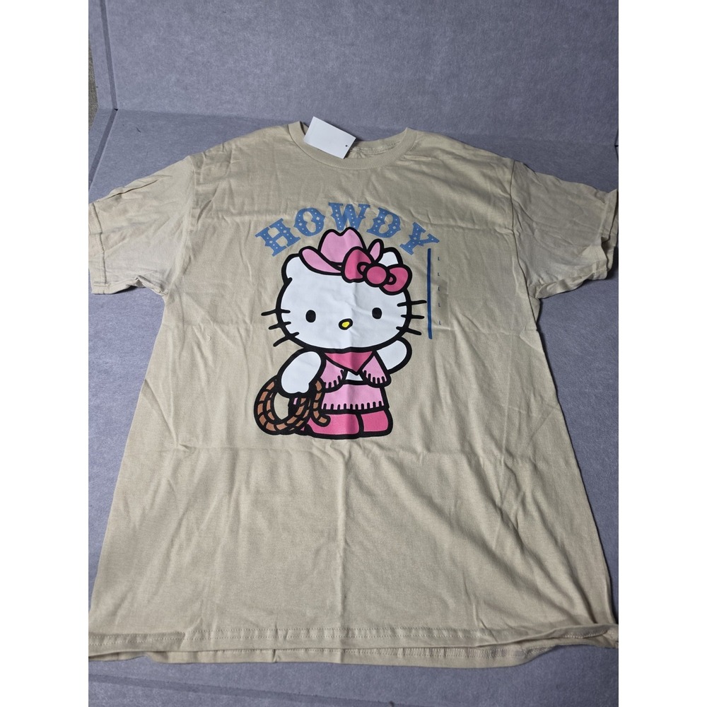 Hello Kitty Cowgirl Howdy T-Shirt Size L - Sanrio Tan